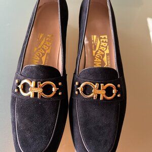Salvatore Ferragamo Black Suede Loafers - Size 6AAAA (AAAA is a Narrow Width)